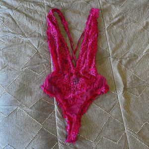 Victoria's Secret Hot Pink Lace Teddy